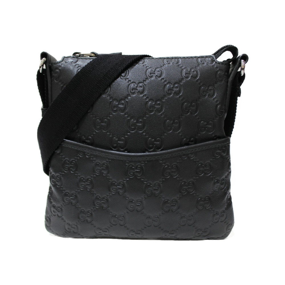 GUCCI Shoulder Bag Guccissima Leather Black